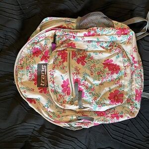 Jansport Floral Backpack Vintage Y2K School Bag Cottagecore Pink Floral